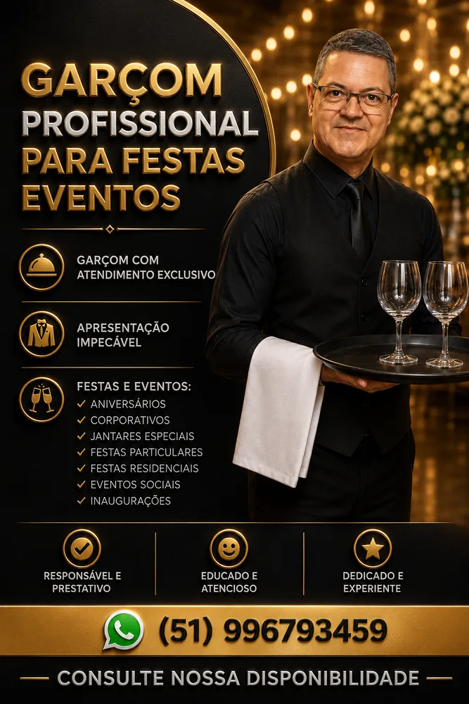 Francisco Lima - Garçom Profissional com bandeja